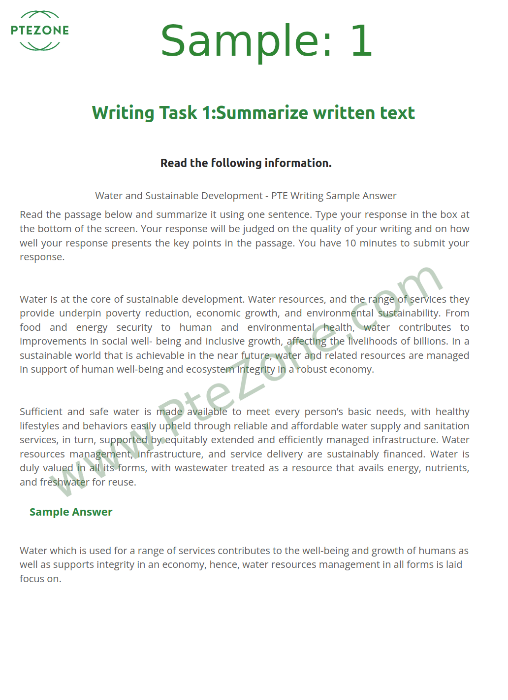 PTE Summarize Written Text Task Sample 1